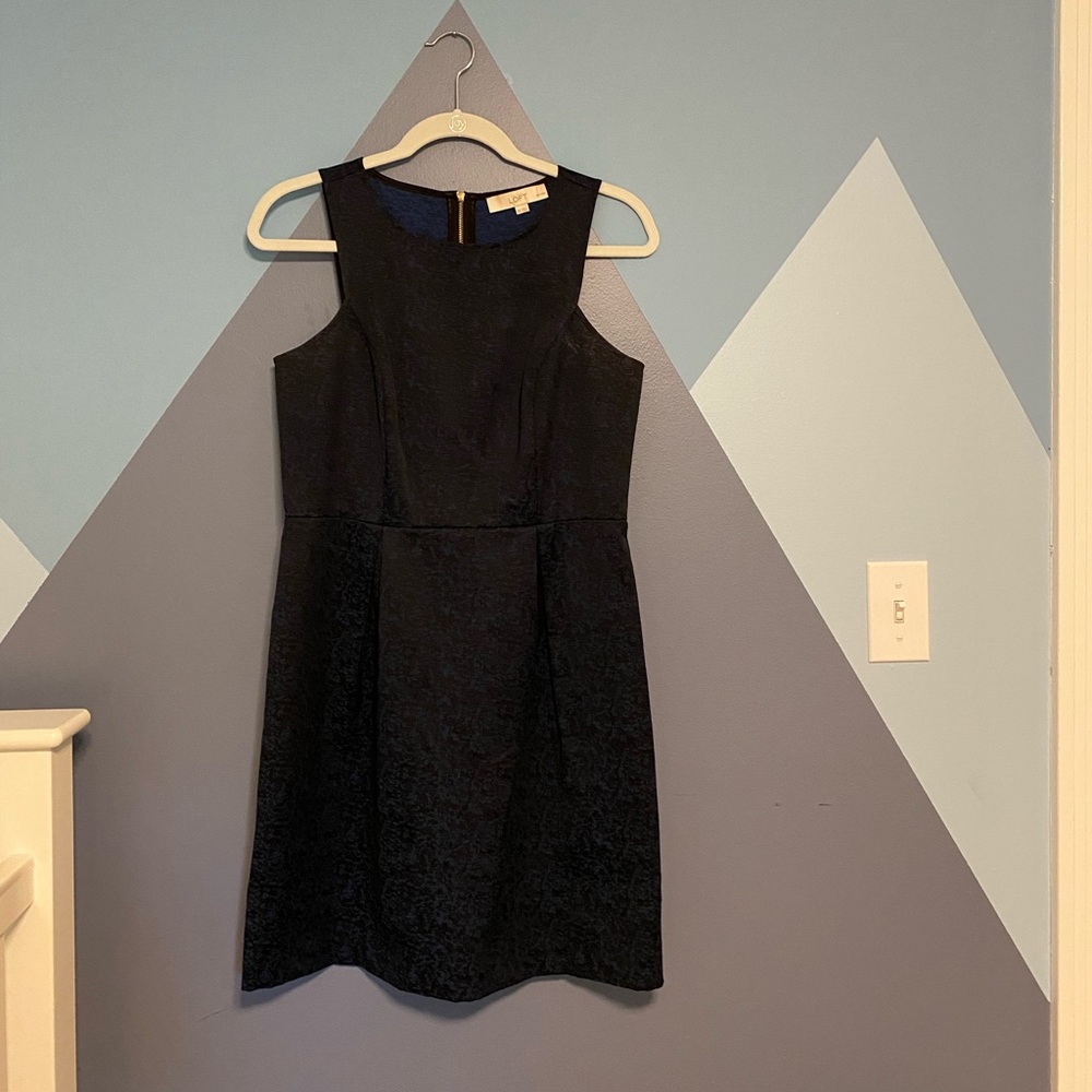 6P Loft Dark Shimmer Blue Cocktail Dress